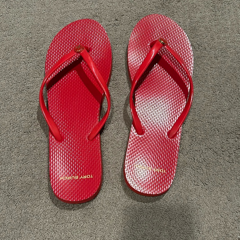 Worn Once Hot Red Tory Burch Flip Flops